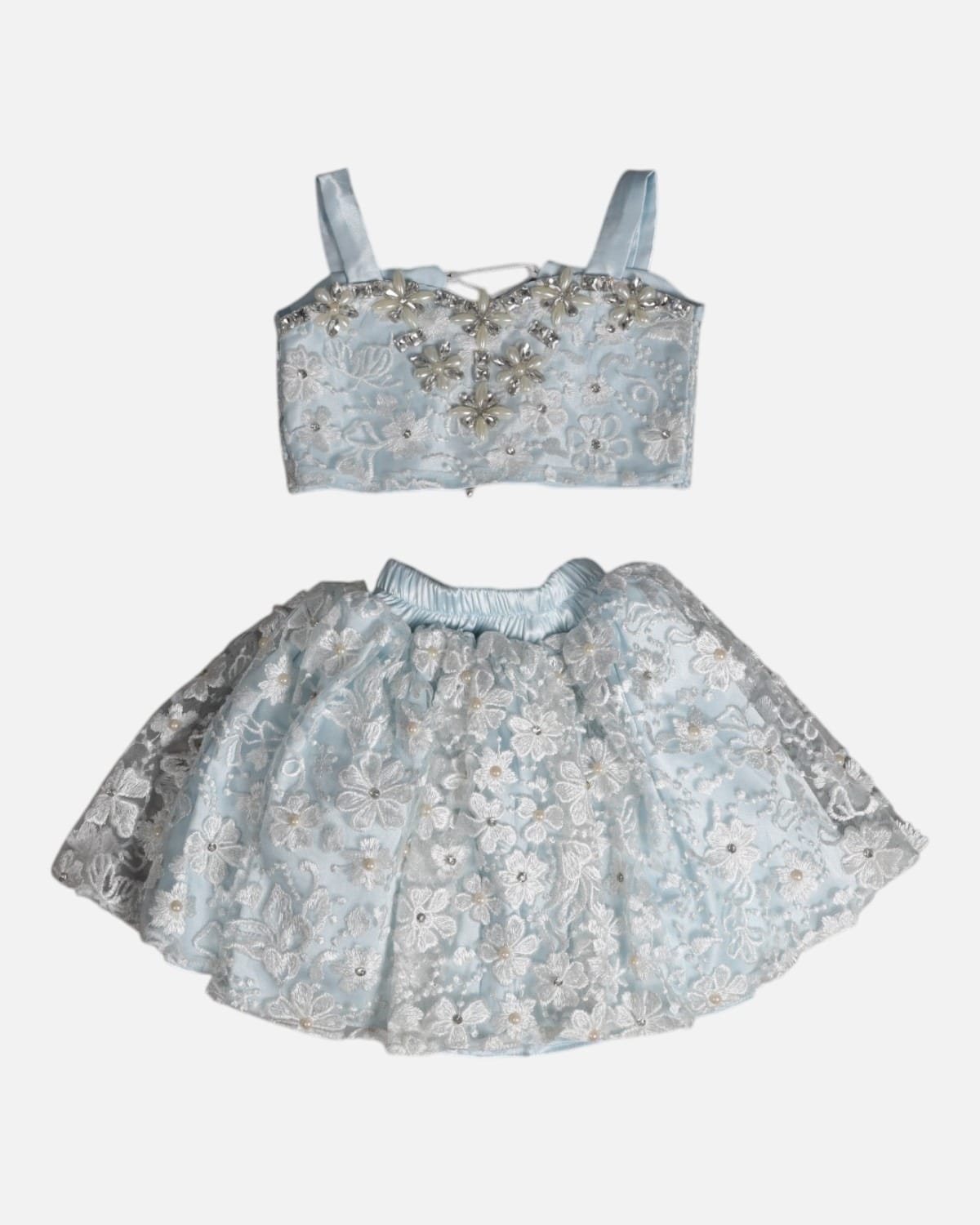 Blue Crystal Embellished Top & Skirt Dres 3
