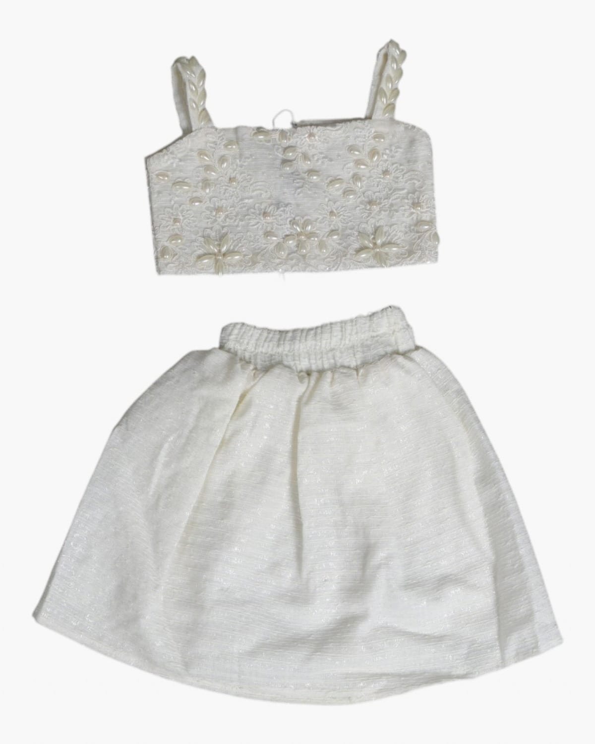 Girls Pearl-Embellished Top & Skirt Set 3