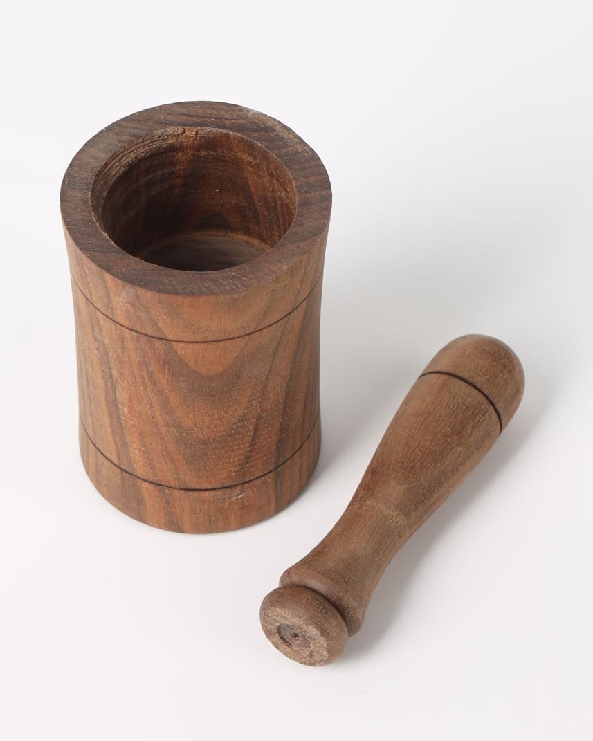 Handcrafted Wooden Mini Mortar & Pestle–Herati Style 3