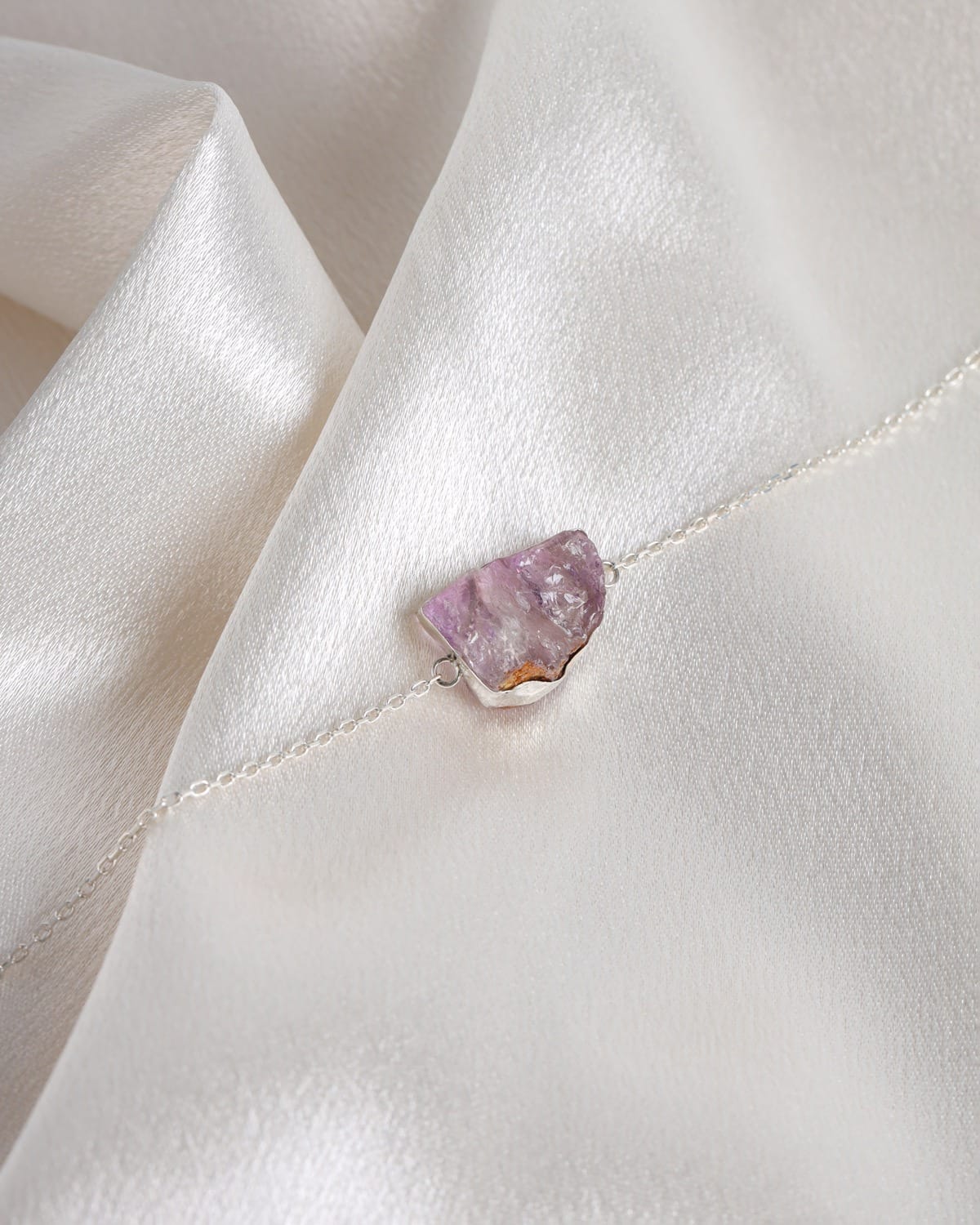 Light Purple Raw Amethyst Silver Bracelet 2
