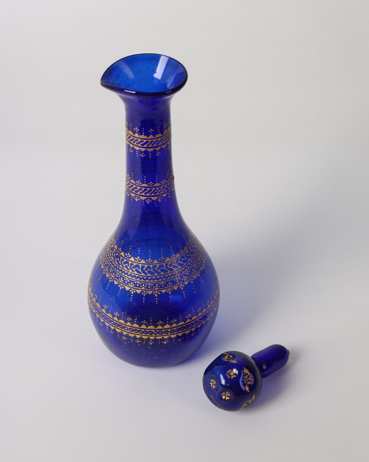 Blue Glass Decanter & Goblet Set 7 Pieces 3