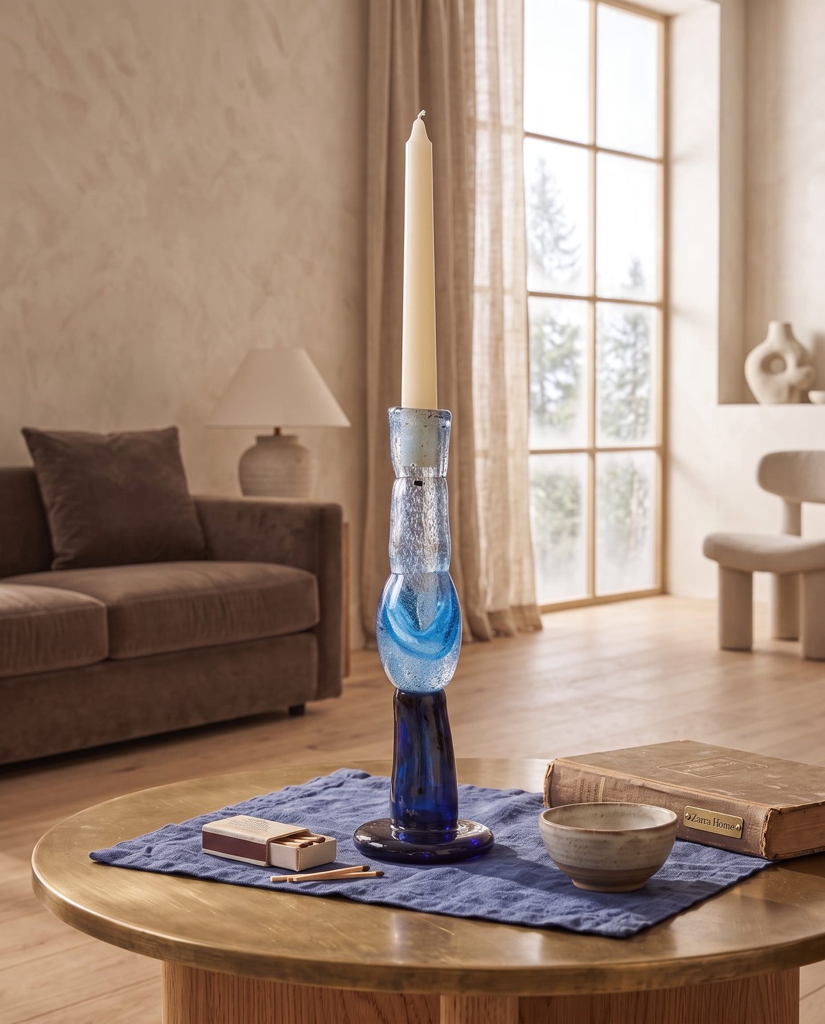 Blue Glass Candle Holder 5