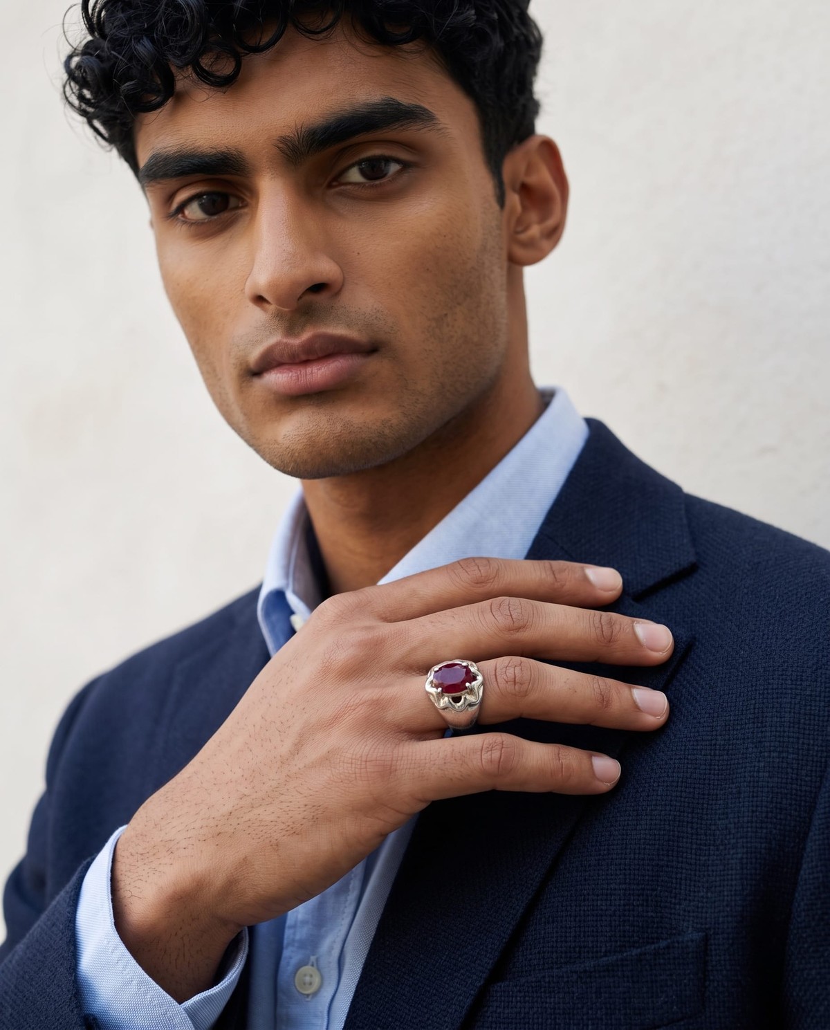Men’s Tajik Ruby Silver Ring 7