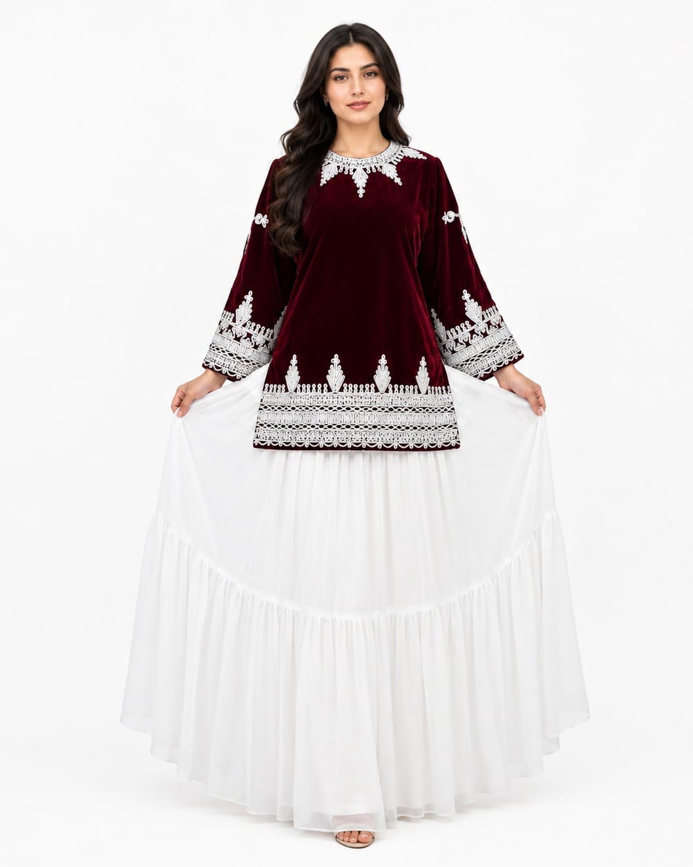 Handmade Afghan Velvet Dress Full Set 1