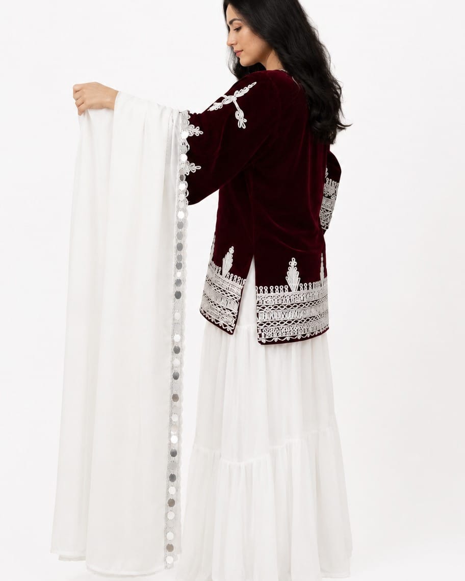 Handmade Afghan Velvet Dress Full Set 3