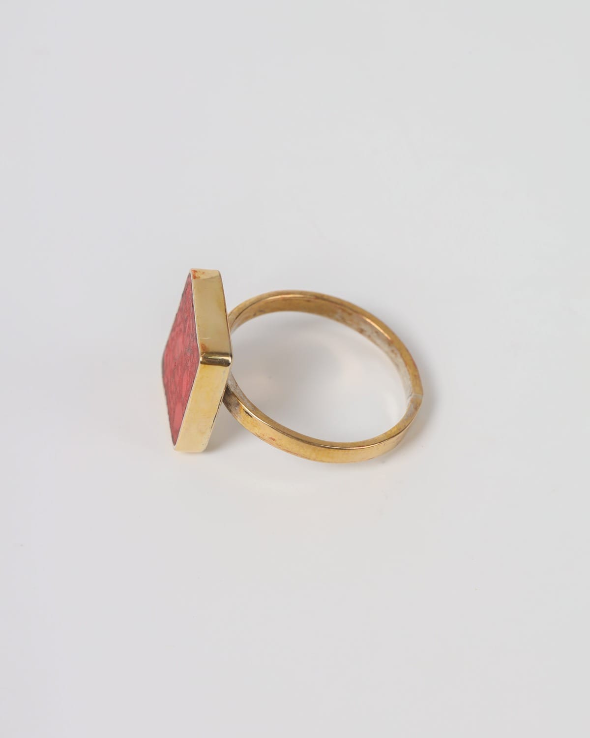 Natural Coral Silver Women's Ring 3