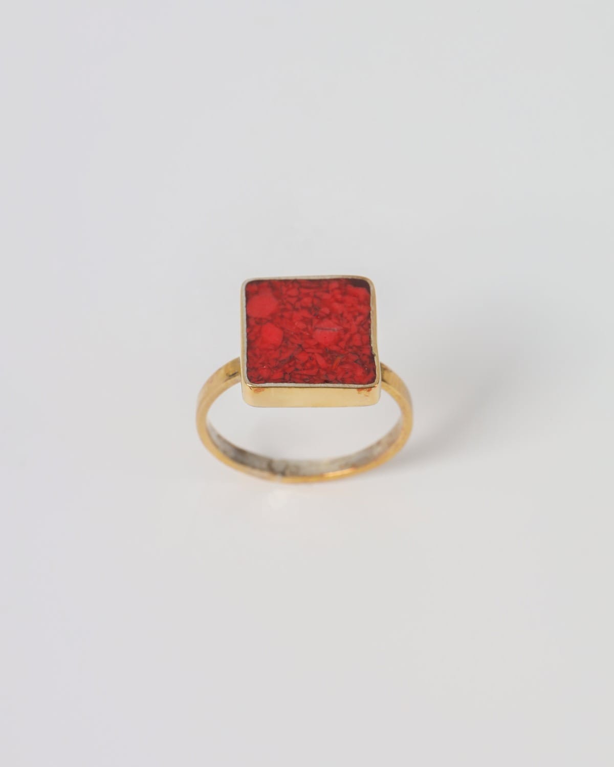Natural Coral Silver Women's Ring 4