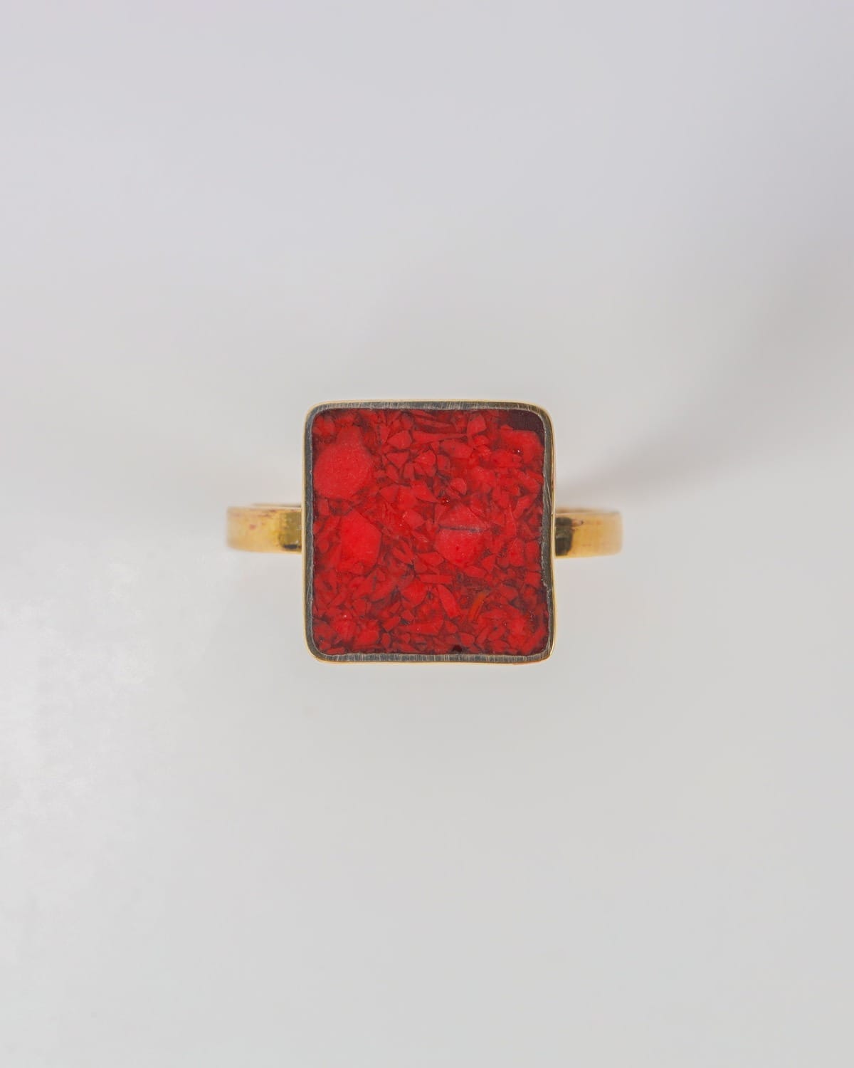 Natural Coral Silver Women's Ring 5