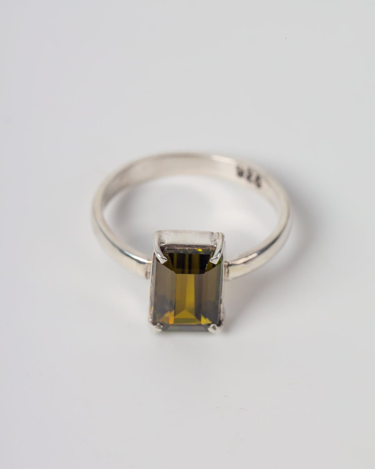 Womens Green Tourmaline Sterling Silver Ring 1