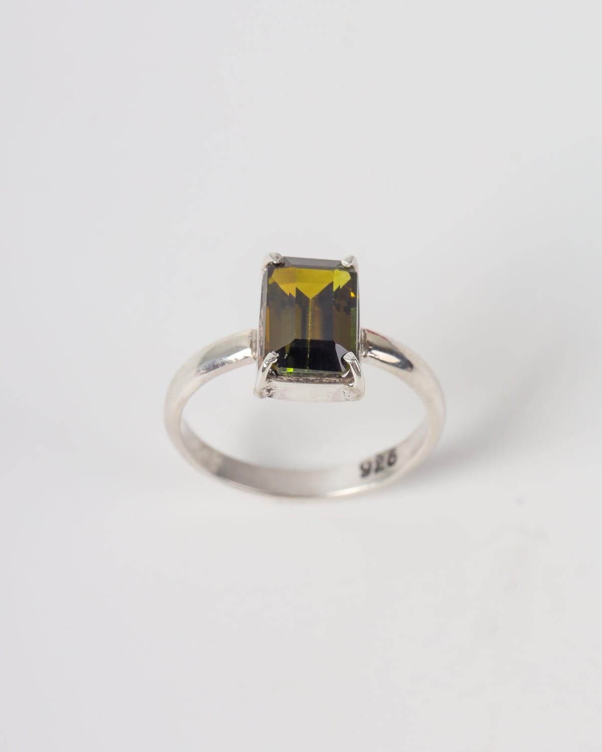 Womens Green Tourmaline Sterling Silver Ring 5