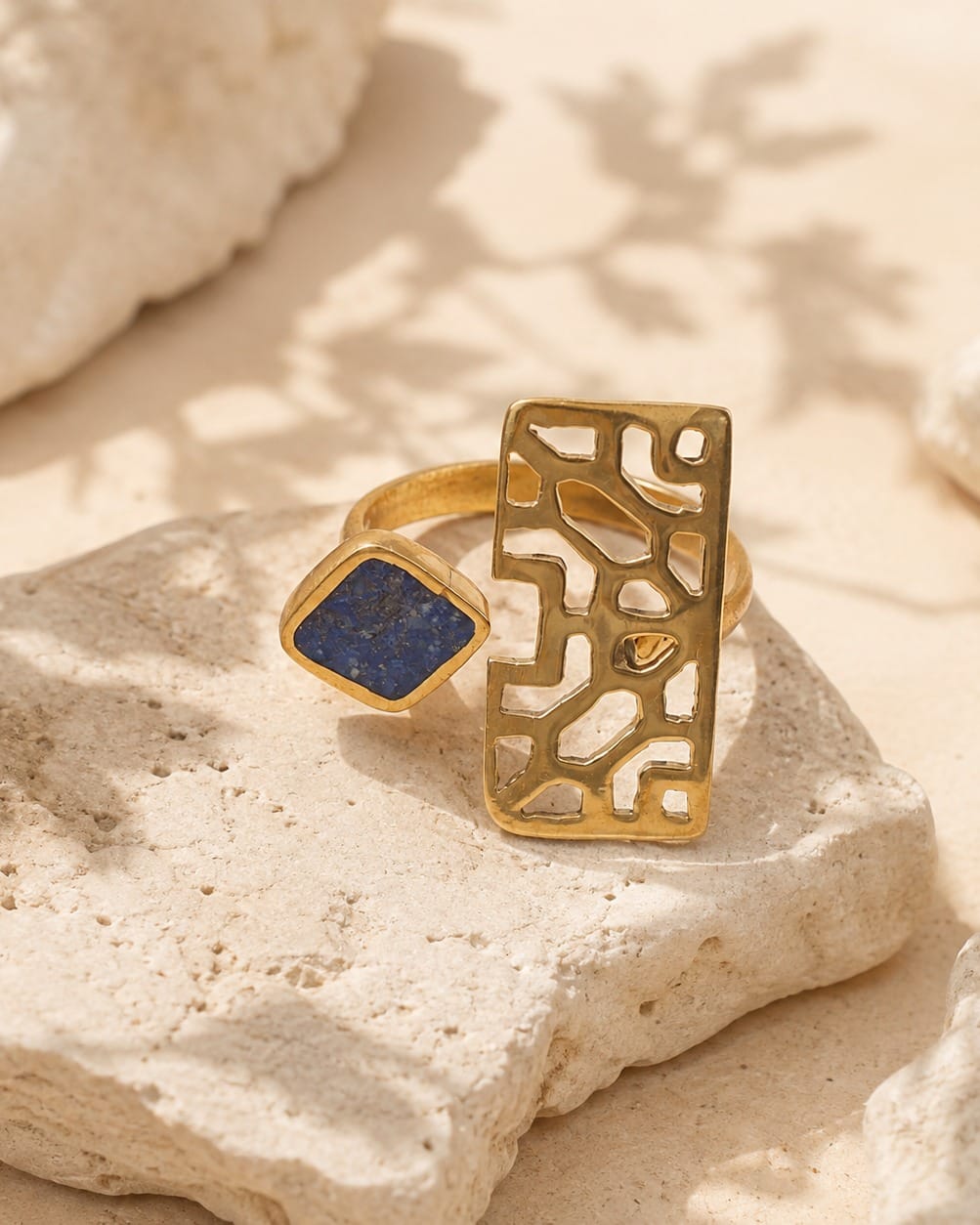 Blue Stone Brass Ring 1