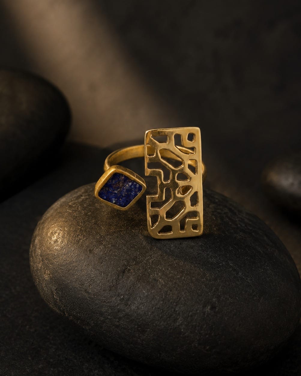 Blue Stone Brass Ring 2