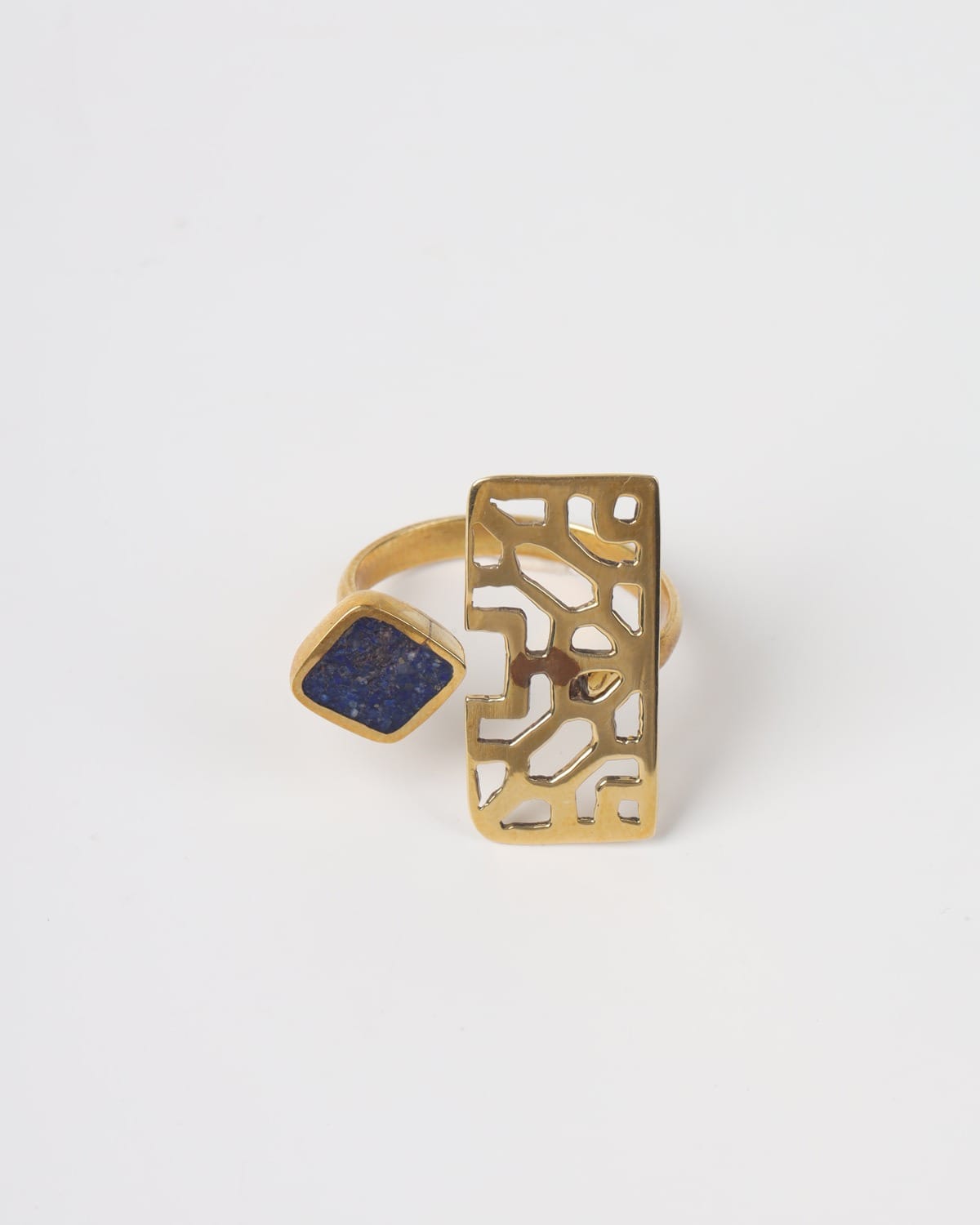 Blue Stone Brass Ring 3