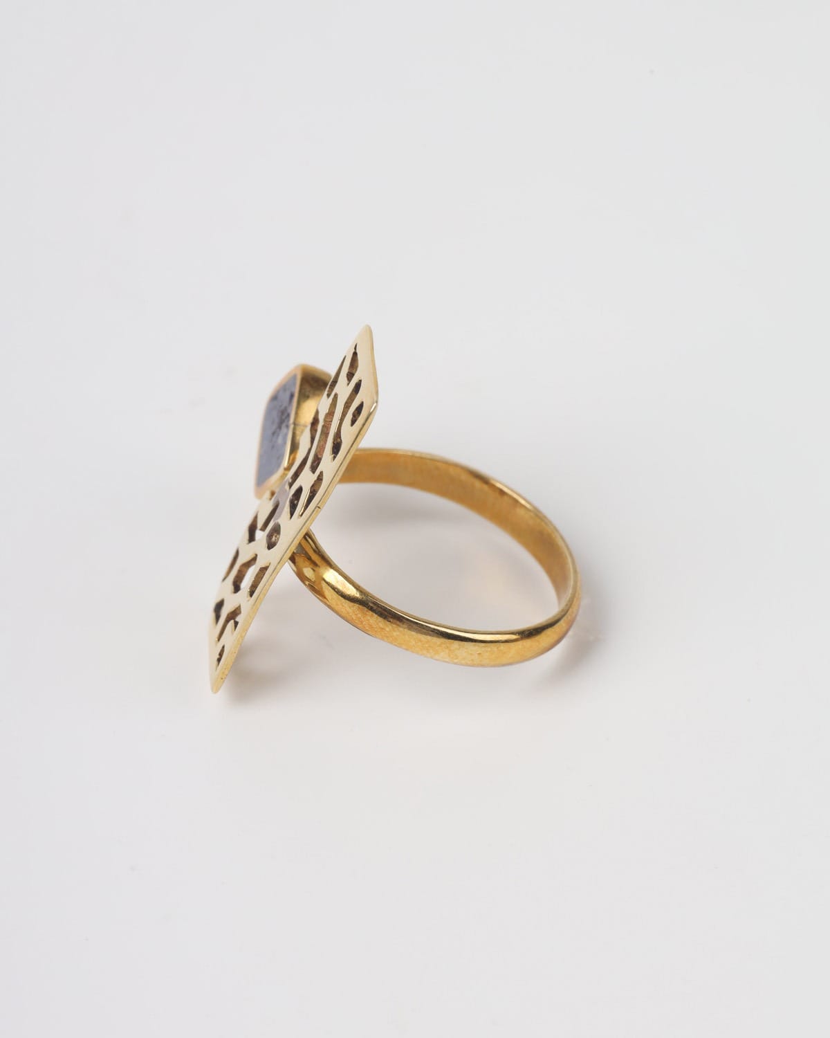 Blue Stone Brass Ring 5