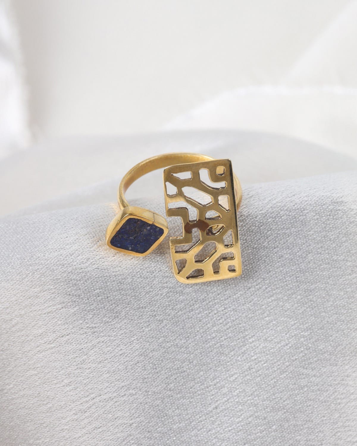 Blue Stone Brass Ring 6