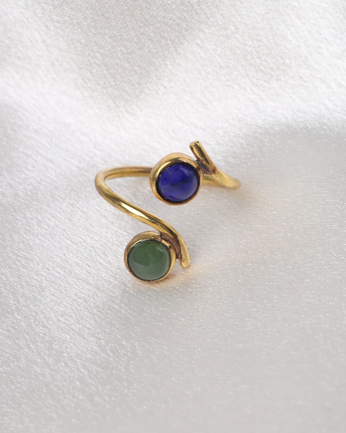 Lapis & Jade Brass Ring 2
