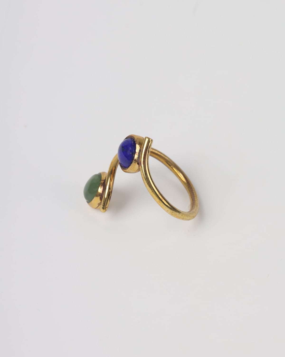Lapis & Jade Brass Ring 5