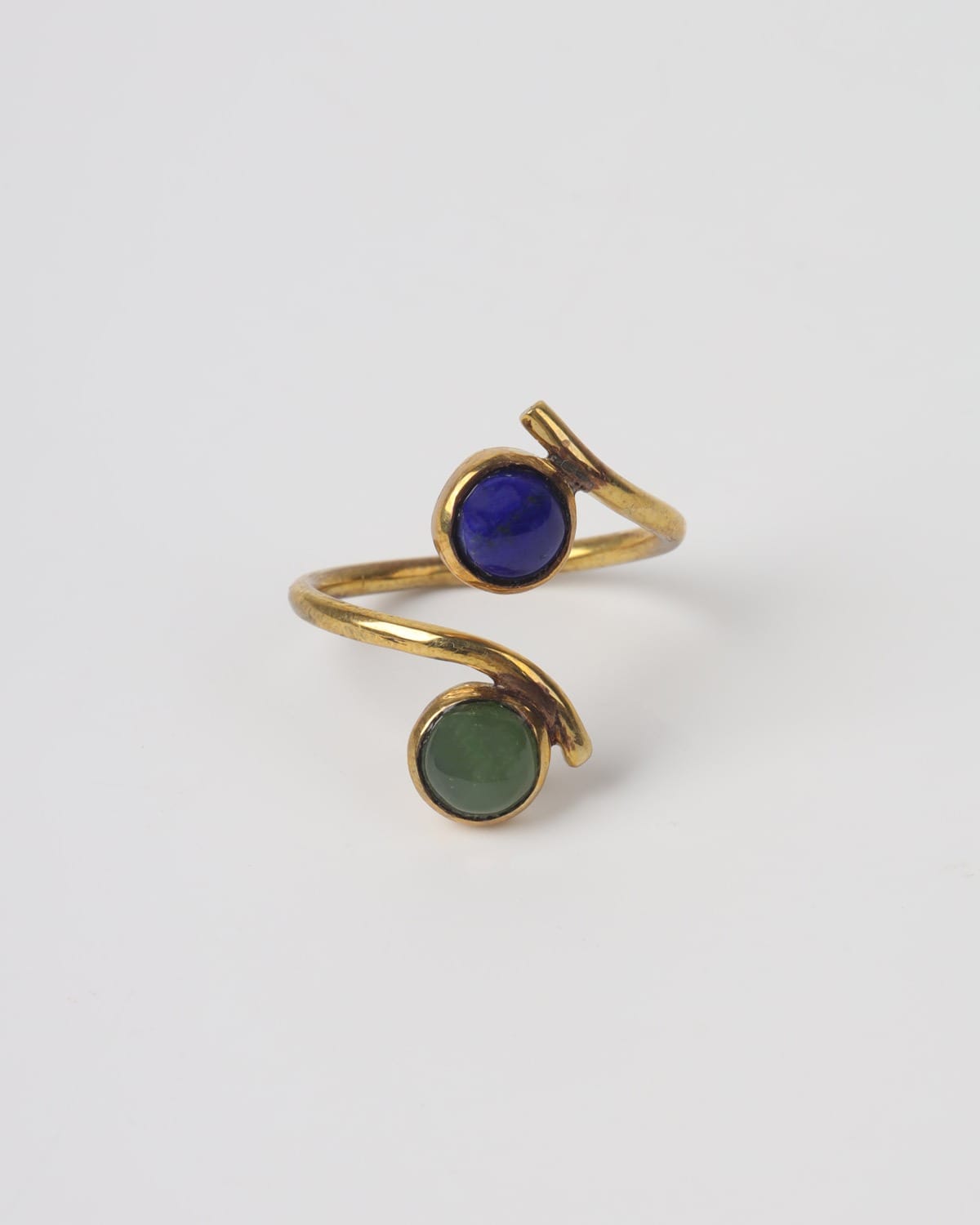 Lapis & Jade Brass Ring 6