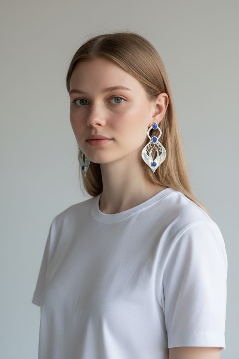 Women Traditional Design Lapis Earrings 4
