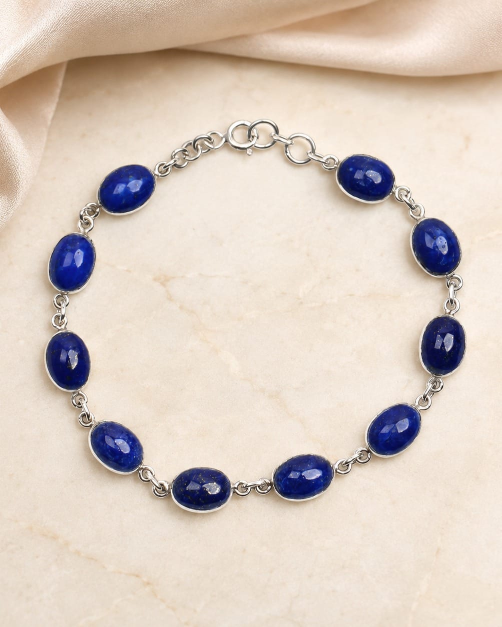 Lapis Silver Beaded Bracelet | Birthstone Silver Bracelet 3