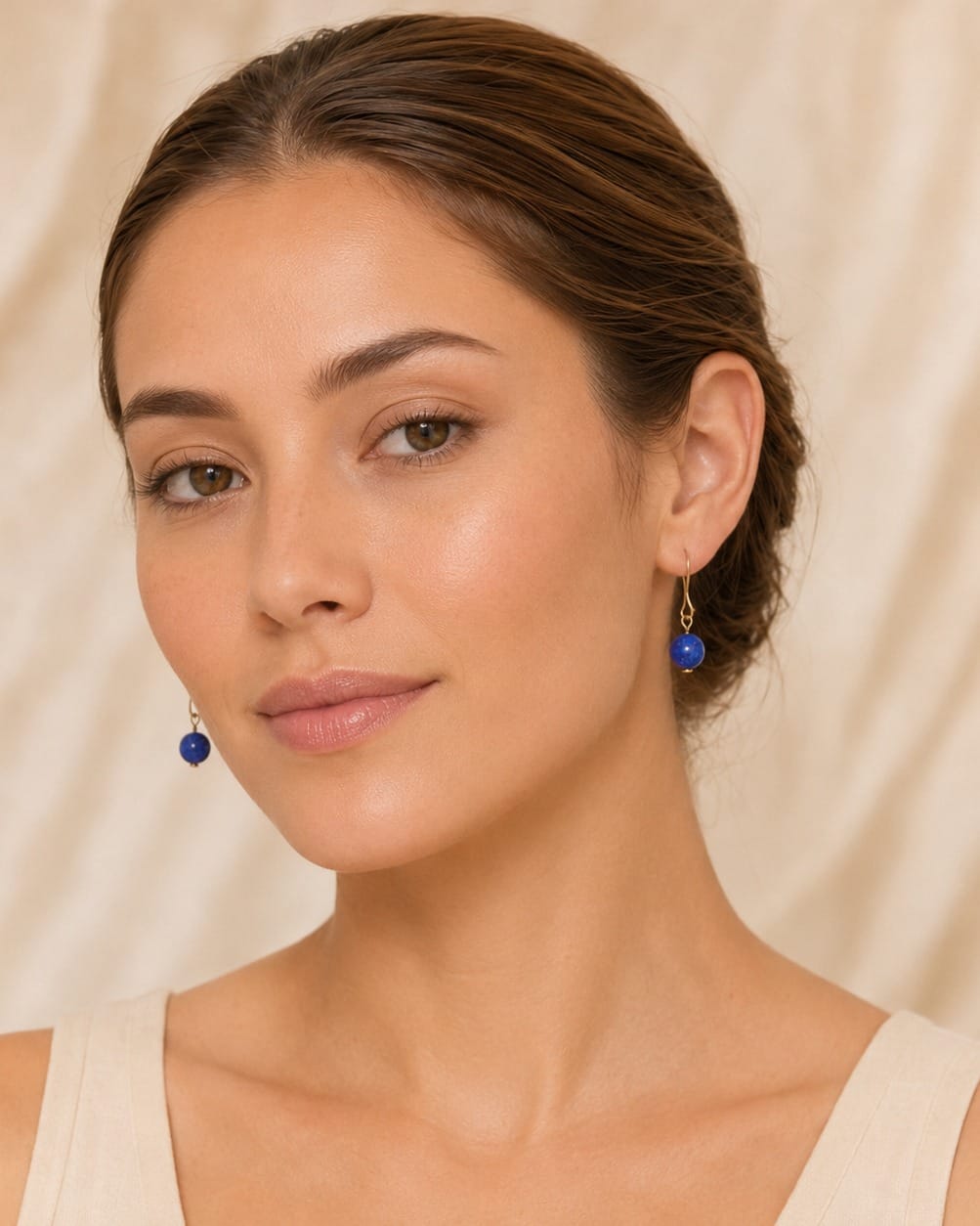 Lapis Beaded Silver Earrings | Gold Plated Dangle Earrings 3