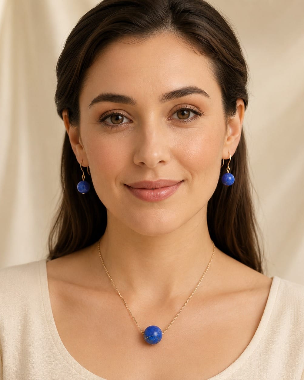 Lapis Lazuli Gold-Plated Pendant and Earrings Set 4