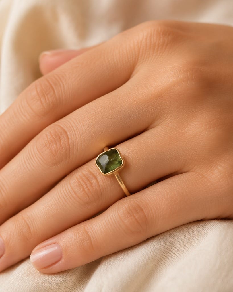 Green Quartz Gold-Plated Ring 3