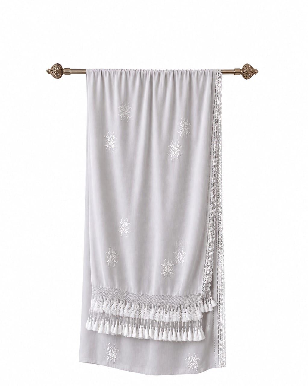 White Herati  Scarf Ivory Blossom Shawl 2