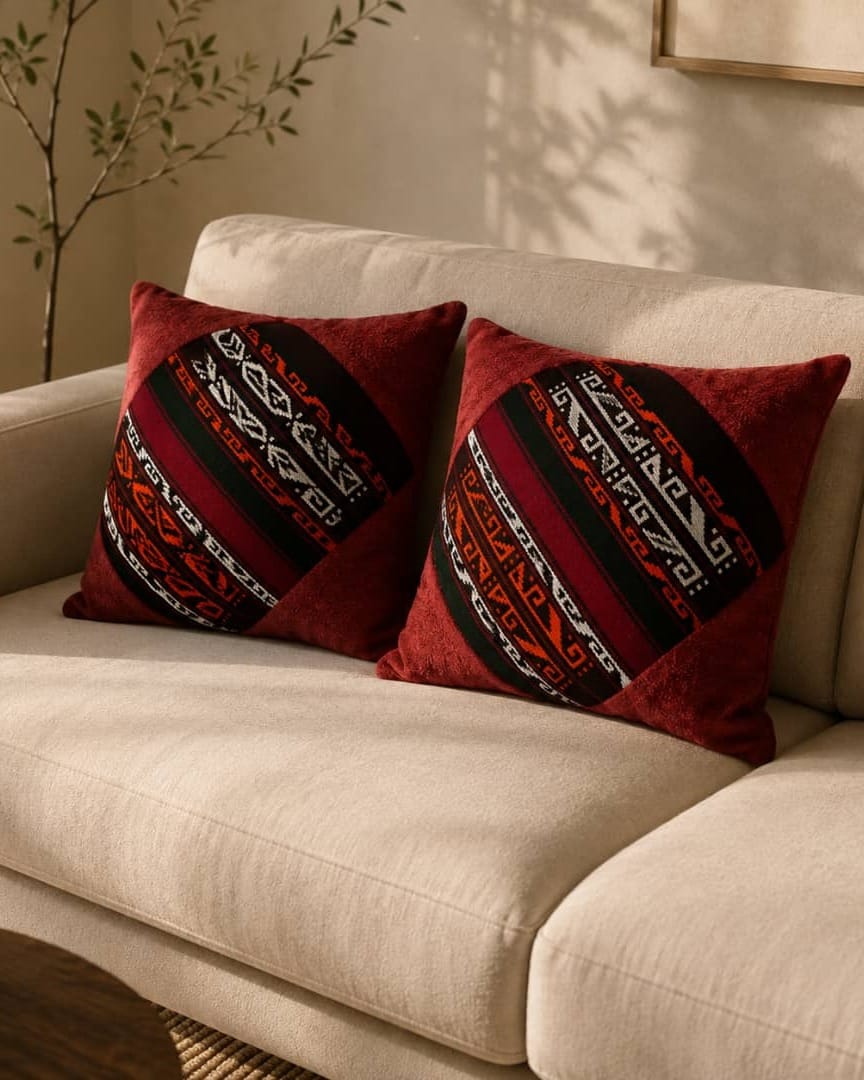 Handwoven Qajari Home Set Pillow Table Runner 1