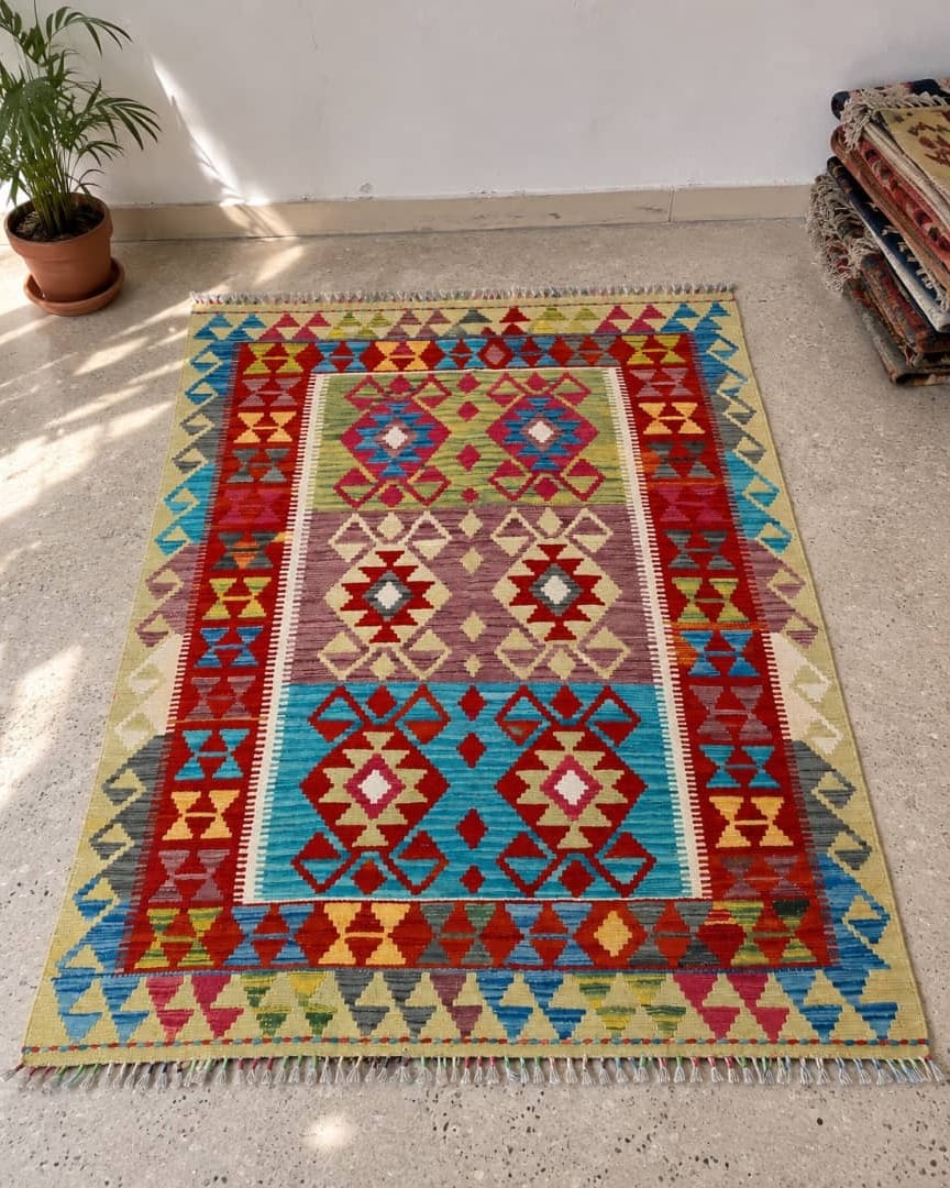 Colorful Wool Kilim Handwoven 2