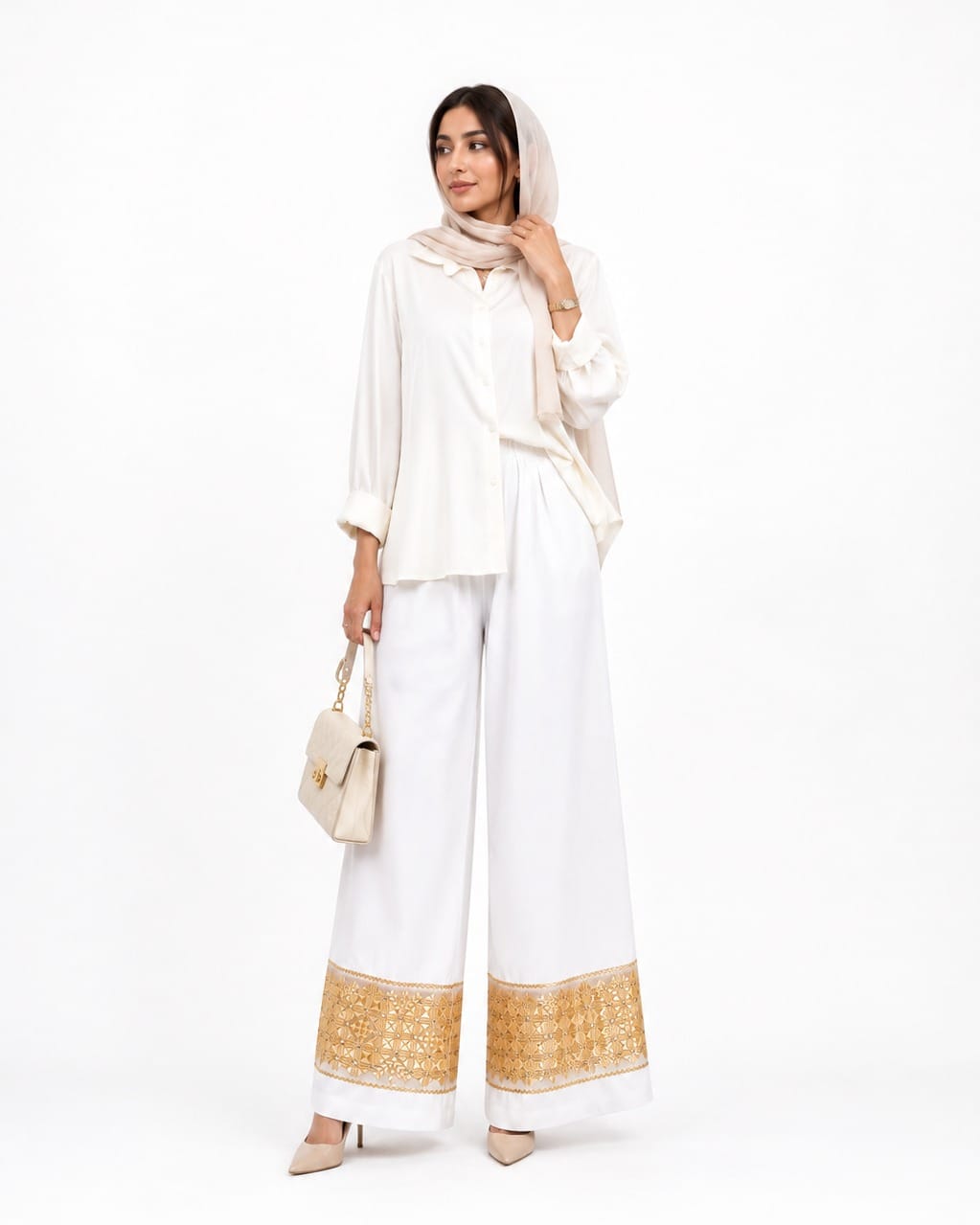 White Pants Women’s Herati Embroidered Tanban 7