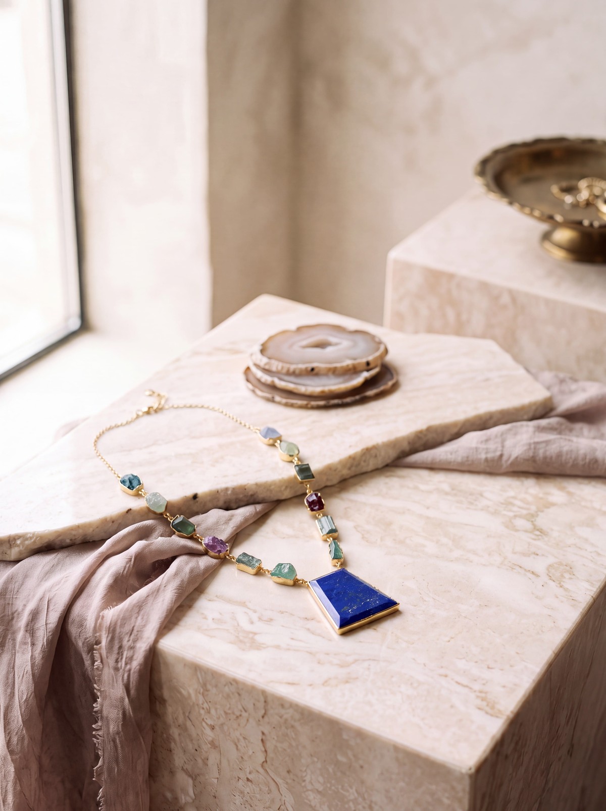 Handmade Multi Gemstone Afghan Necklace 6