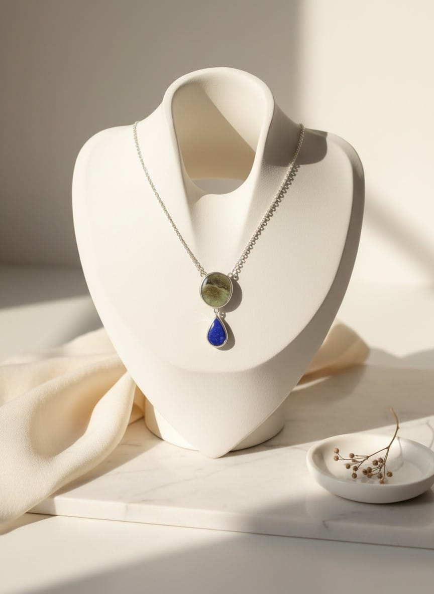 Afghan Handmade Peridot & Lapis Lazuli Necklace 5