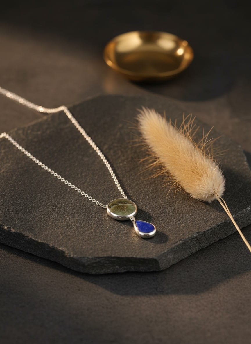 Afghan Handmade Peridot & Lapis Lazuli Necklace 1