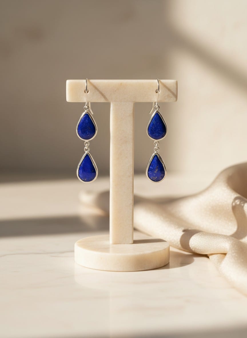 Handmade Lapis Lazuli Silver Earrings 6