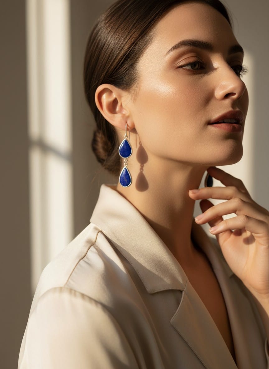 Handmade Lapis Lazuli Silver Earrings 1
