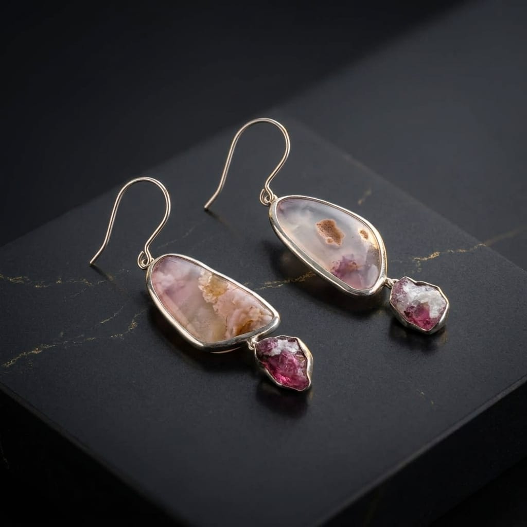 Amethyst & Jagdalak Ruby Silver Earrings 1