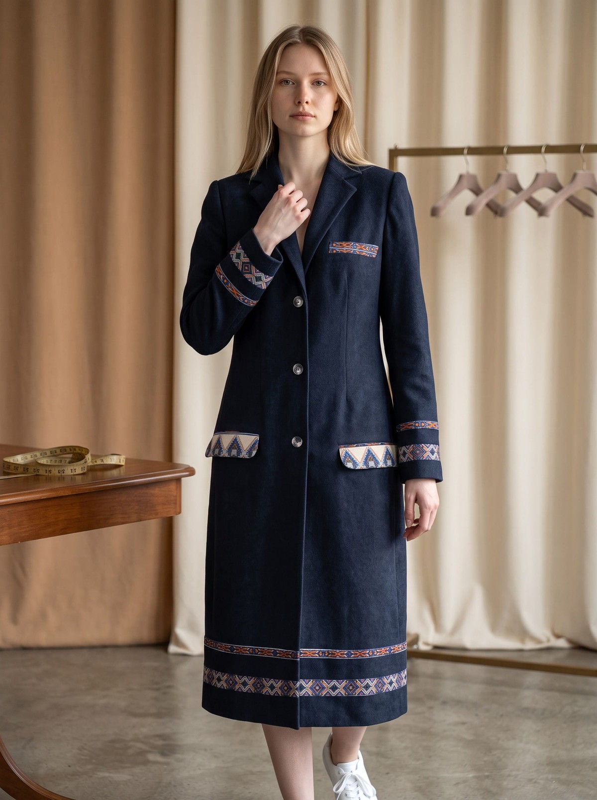 Lamayi Women Coat | Black Formal Embroidered Coat  5