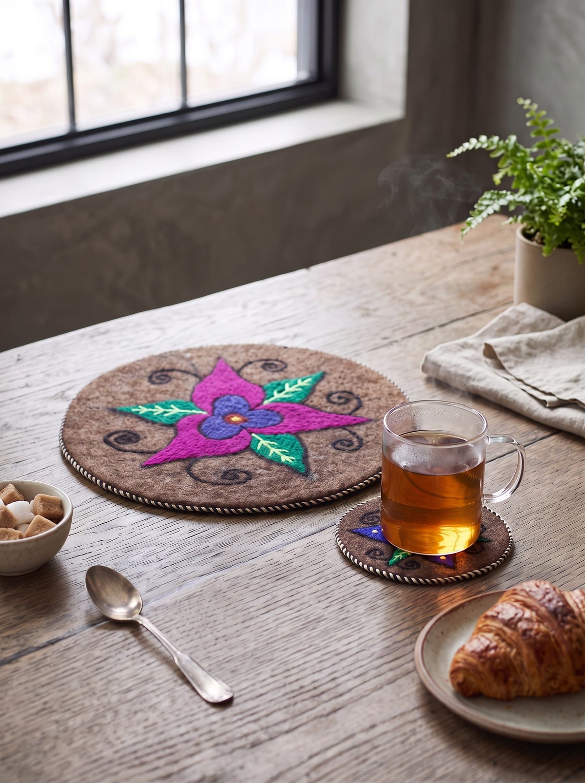 Handcrafted Teapot and Glass Placemats 5
