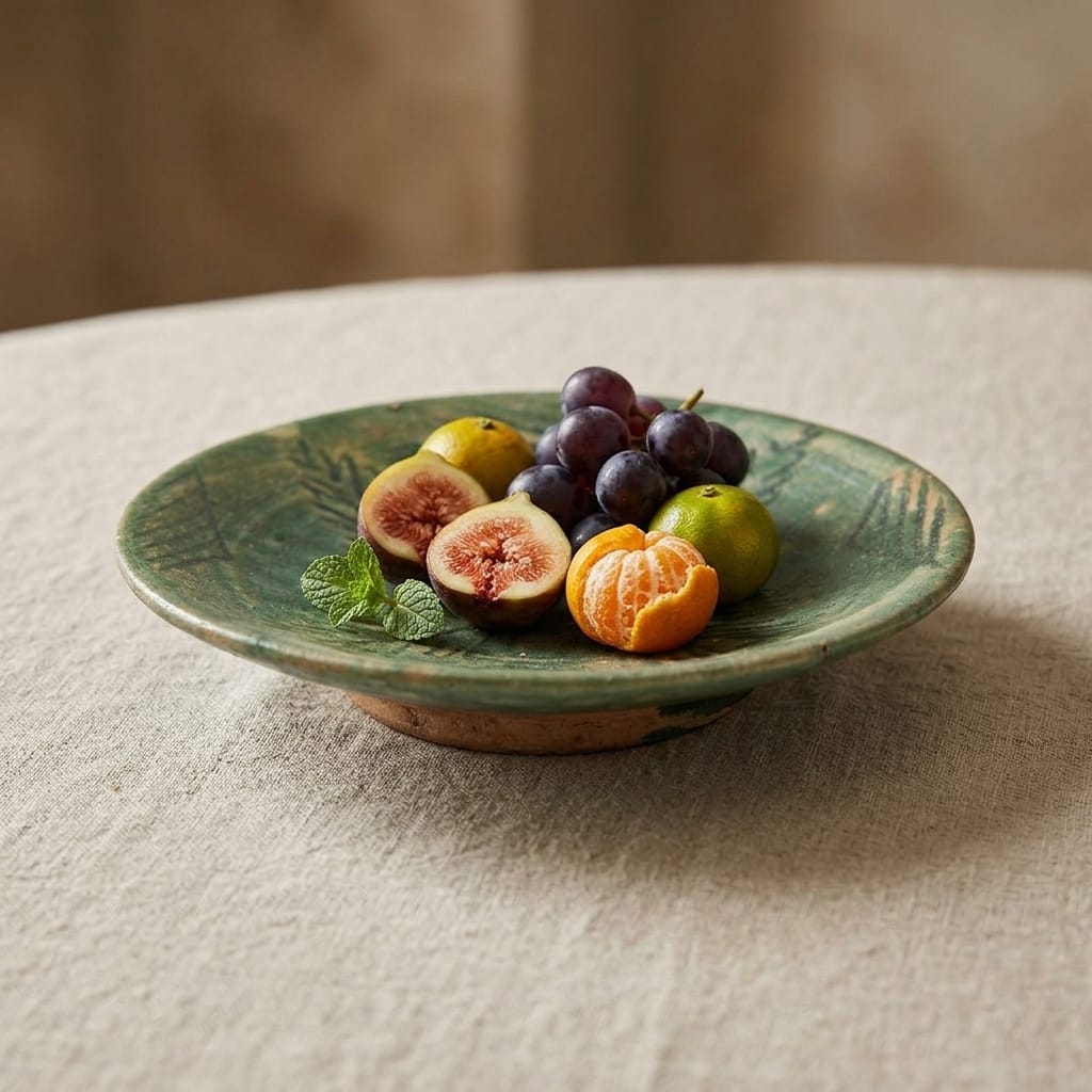 Ceramic Handmade Saucer | Handcrafted Green Ceramic Saucer 1