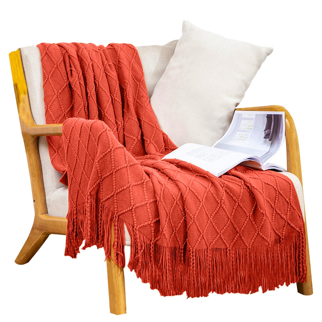 SOGA Red Diamond Pattern Blanket 1