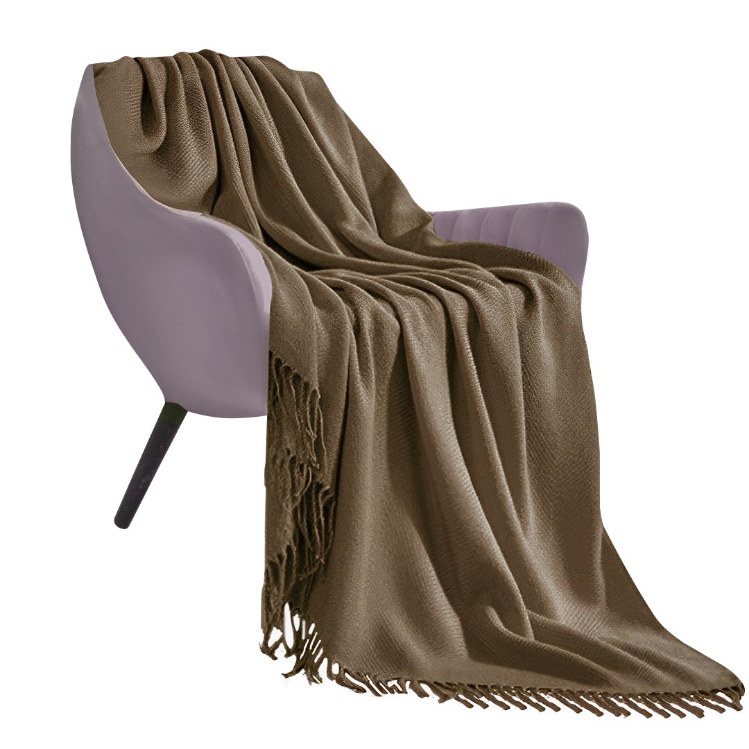 SOGA Coffee Acrylic Knit Throw Blanket 1