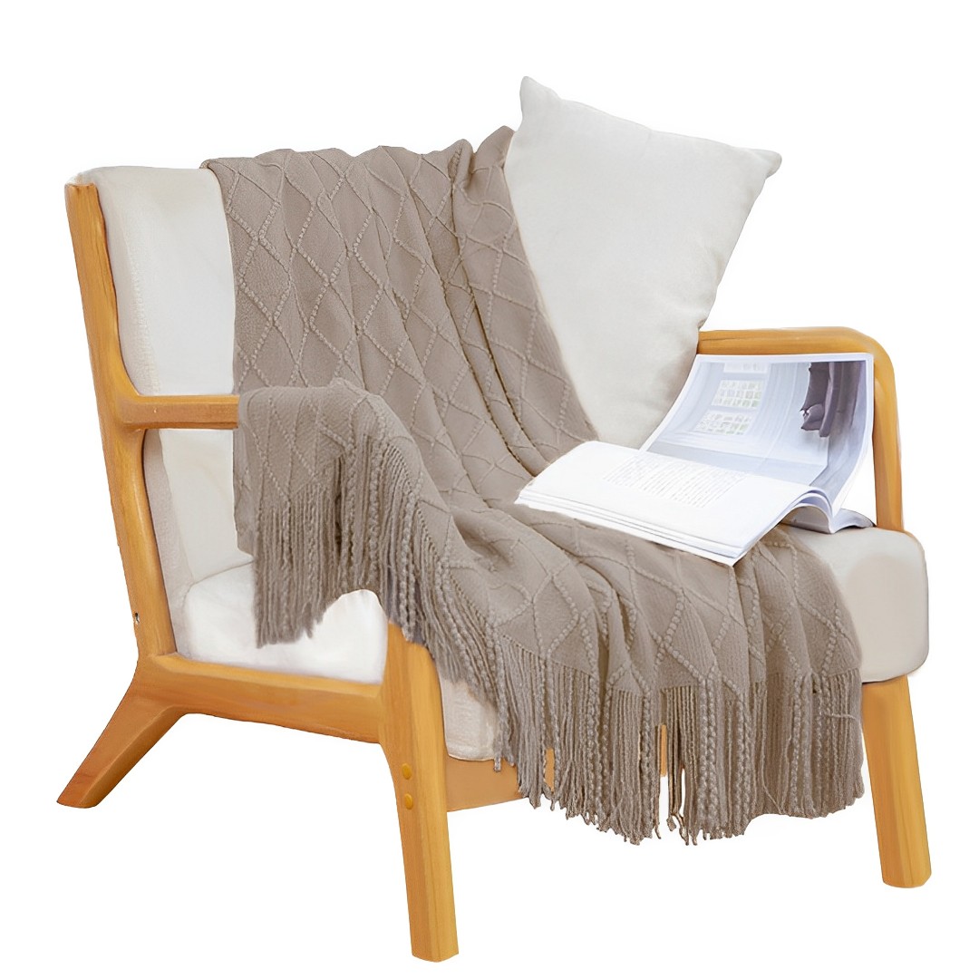SOGA Coffee Diamond Pattern Throw Blanket 1