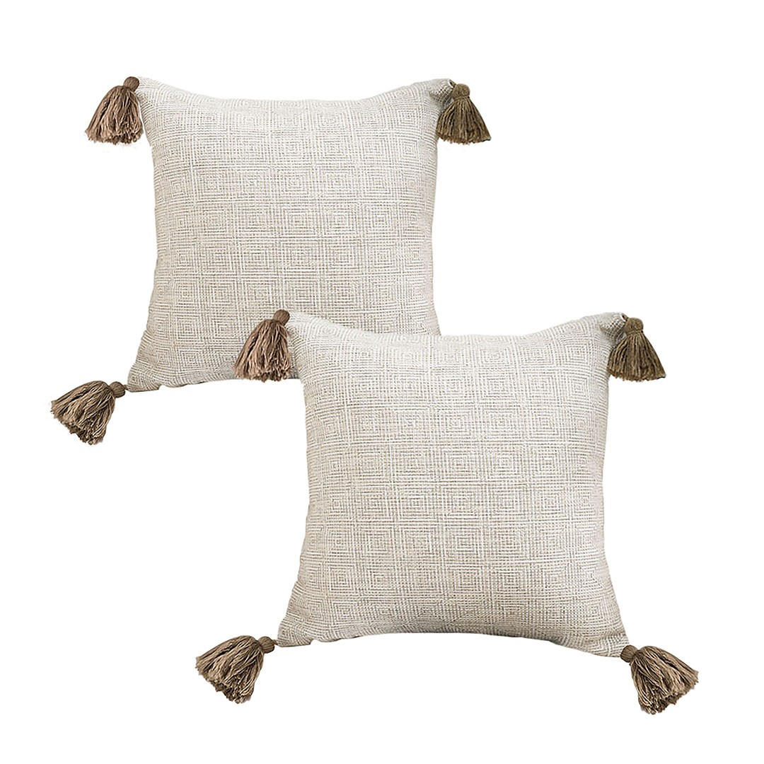 SOGA 2X 50cm Beige Pillow Luxurious Rib Knit Ribbed Cotton Throw Pillow 1