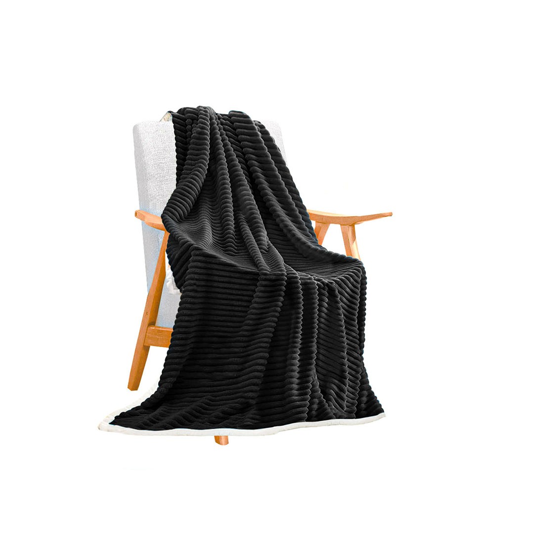 SOGA Black Throw Blanket 1