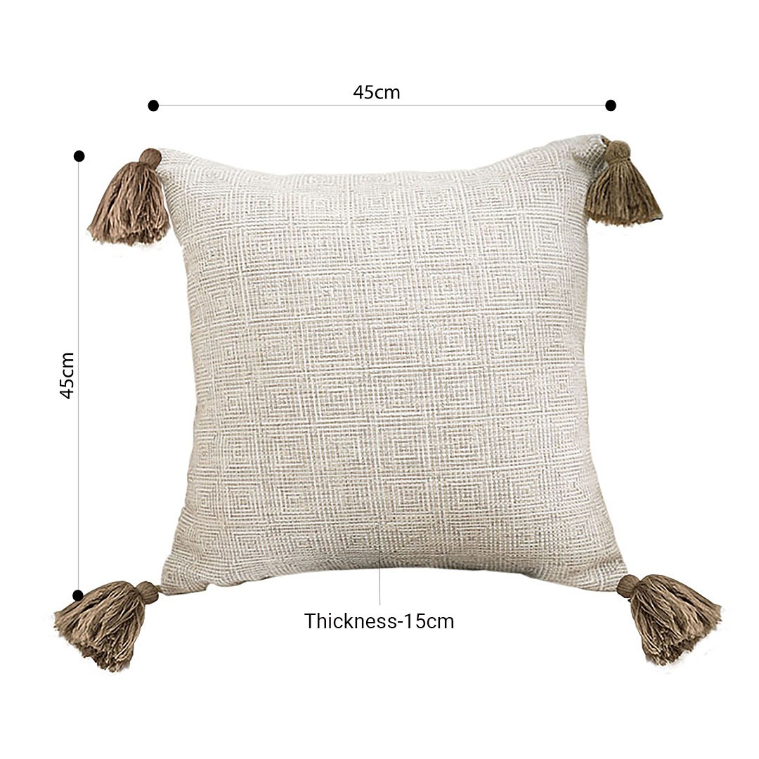 SOGA 2X 50cm Beige Pillow Luxurious Rib Knit Ribbed Cotton Throw Pillow 2
