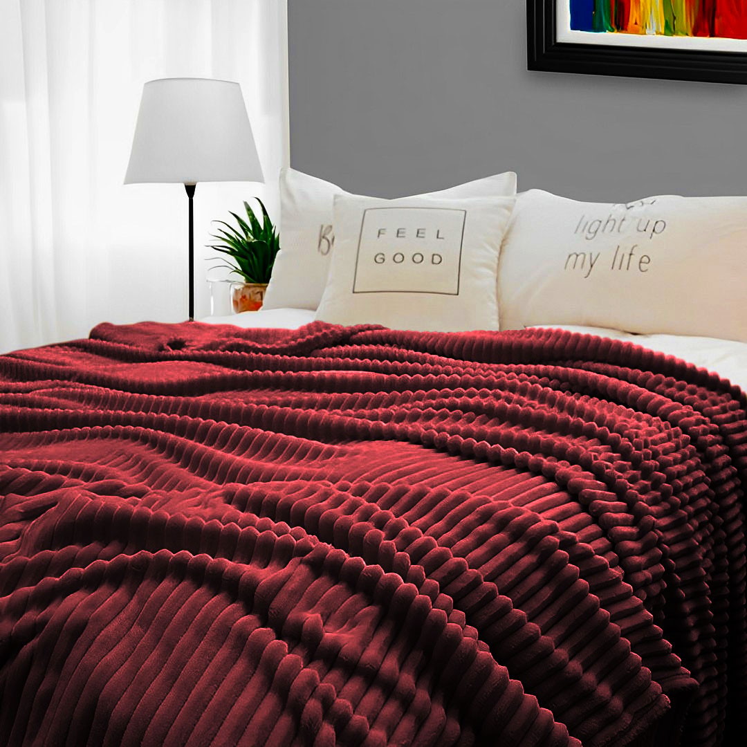 SOGA Burgundy Throw Blanket 2