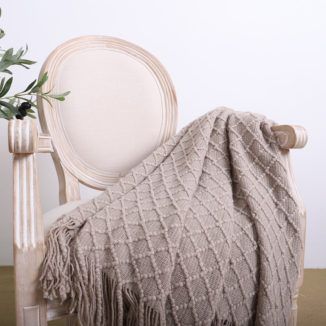 SOGA Coffee Diamond Pattern Throw Blanket 2