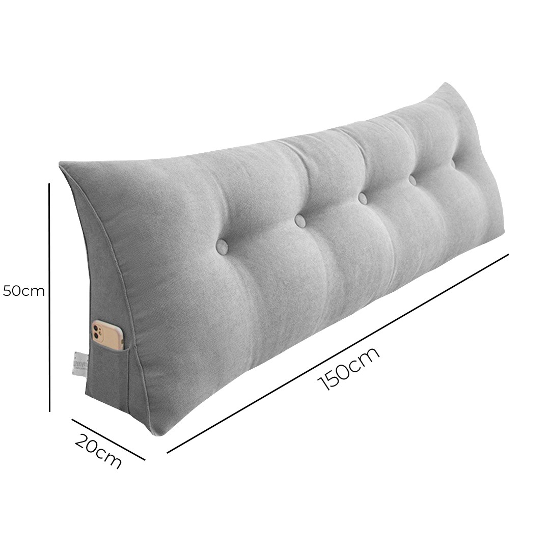 SOGA 150cm Silver Wedge Bed Cushion 2