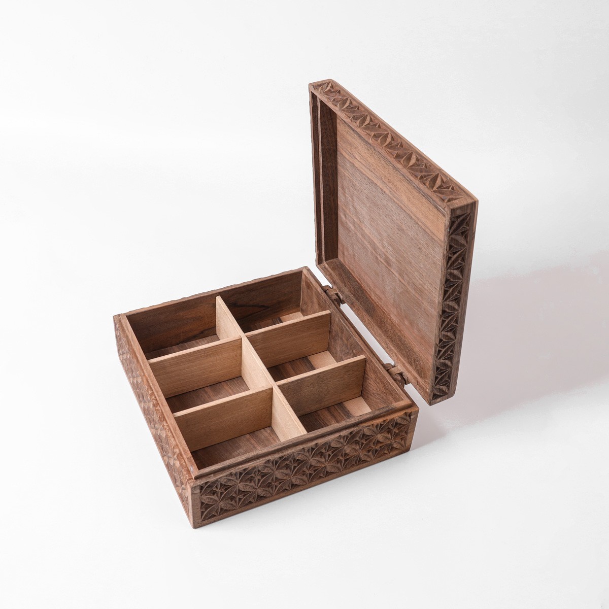 Tea box | walnut wood| Hand Carved 6